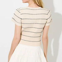 Dotted Button Up Ribbed Top