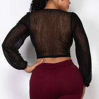 Mesh Long Sleeve Corset Top