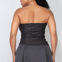 Mesh Dot Foil Ruched Hem Top