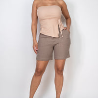 Mesh Dot Foil Ruched Hem Top