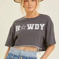 Howdy Graphic Top W Rhinestone Detail
