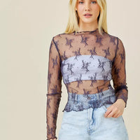 Mesh Long Sleeve Top