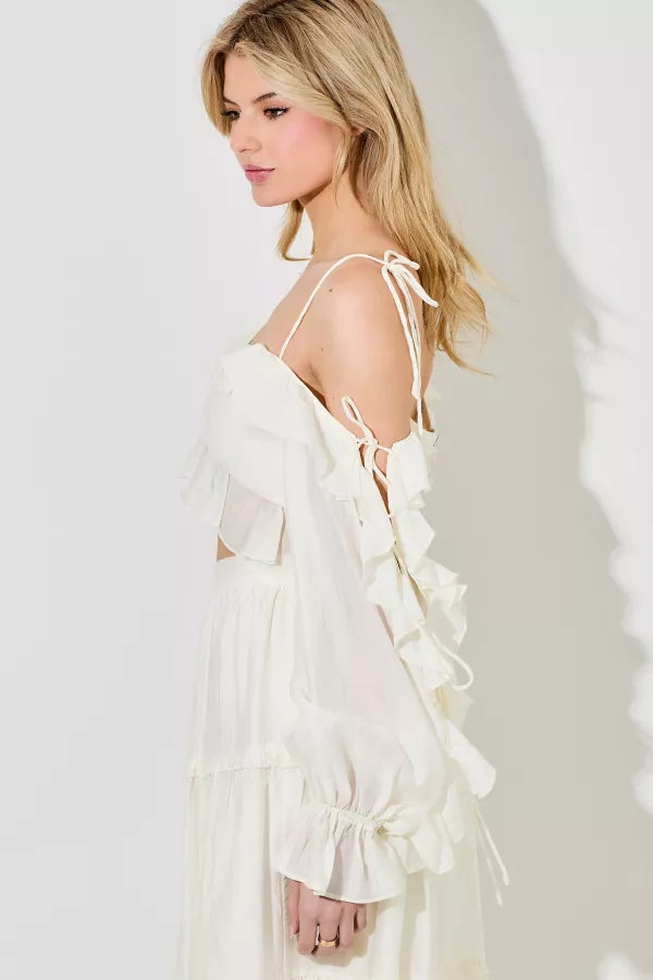 Ivory Ruffle Off The Shoulder Top