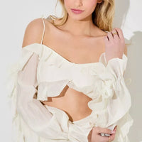 Ivory Ruffle Off The Shoulder Top