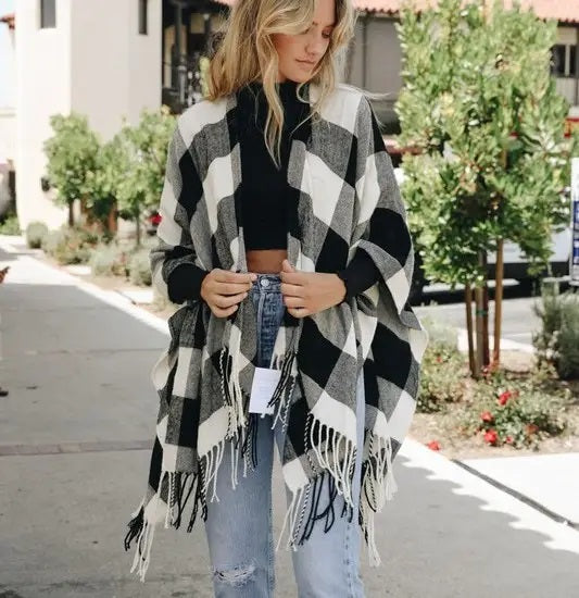 Buffalo Check Tassel White/Black