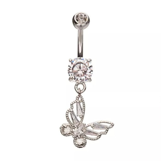 Butterfly Beaded Edge Dangle Navel