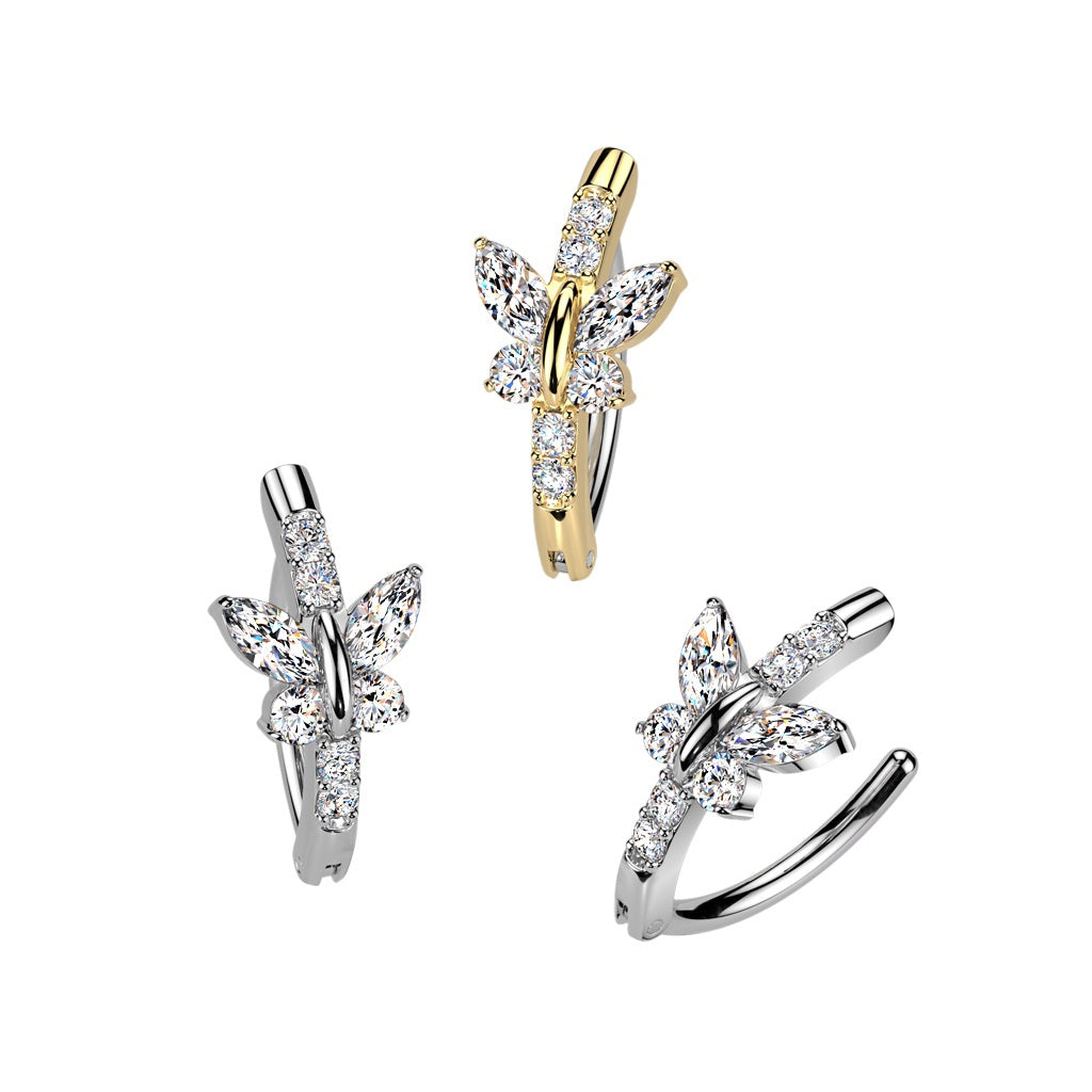Butterfly Prong CZ Clicker Navel