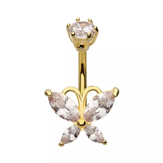 Mini Butterfly Crown Prong Top Navel