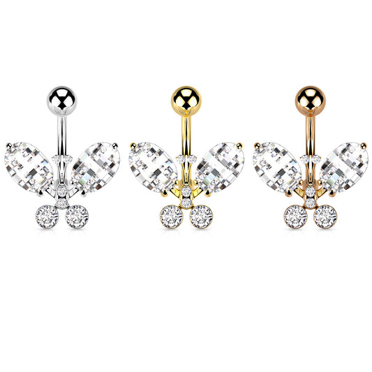 Butterfly With Faceted Jewel Wings Navel