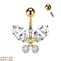 Butterfly With Faceted Jewel Wings Navel