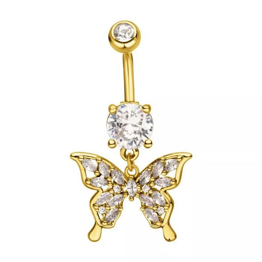 Butterfly Multi Marquise Gems Dangle Navel