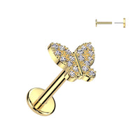 Butterfly Pave CZ Threadless Labret