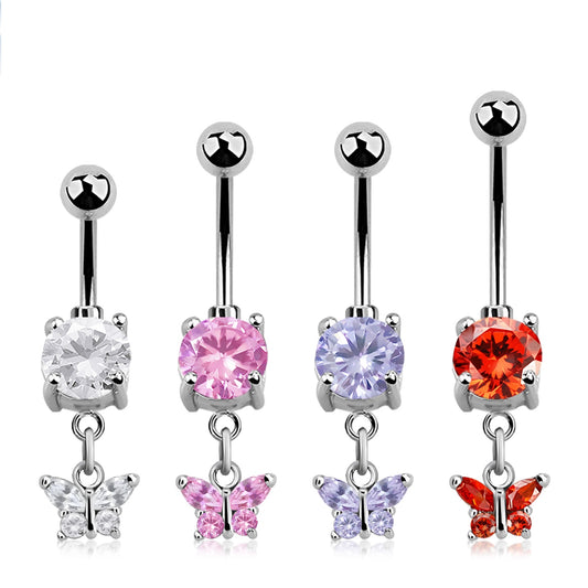 Butterfly With Prong Gems Navel