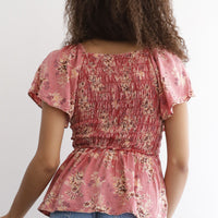 Flutter Sleeve Acid Wash Schiffly Top