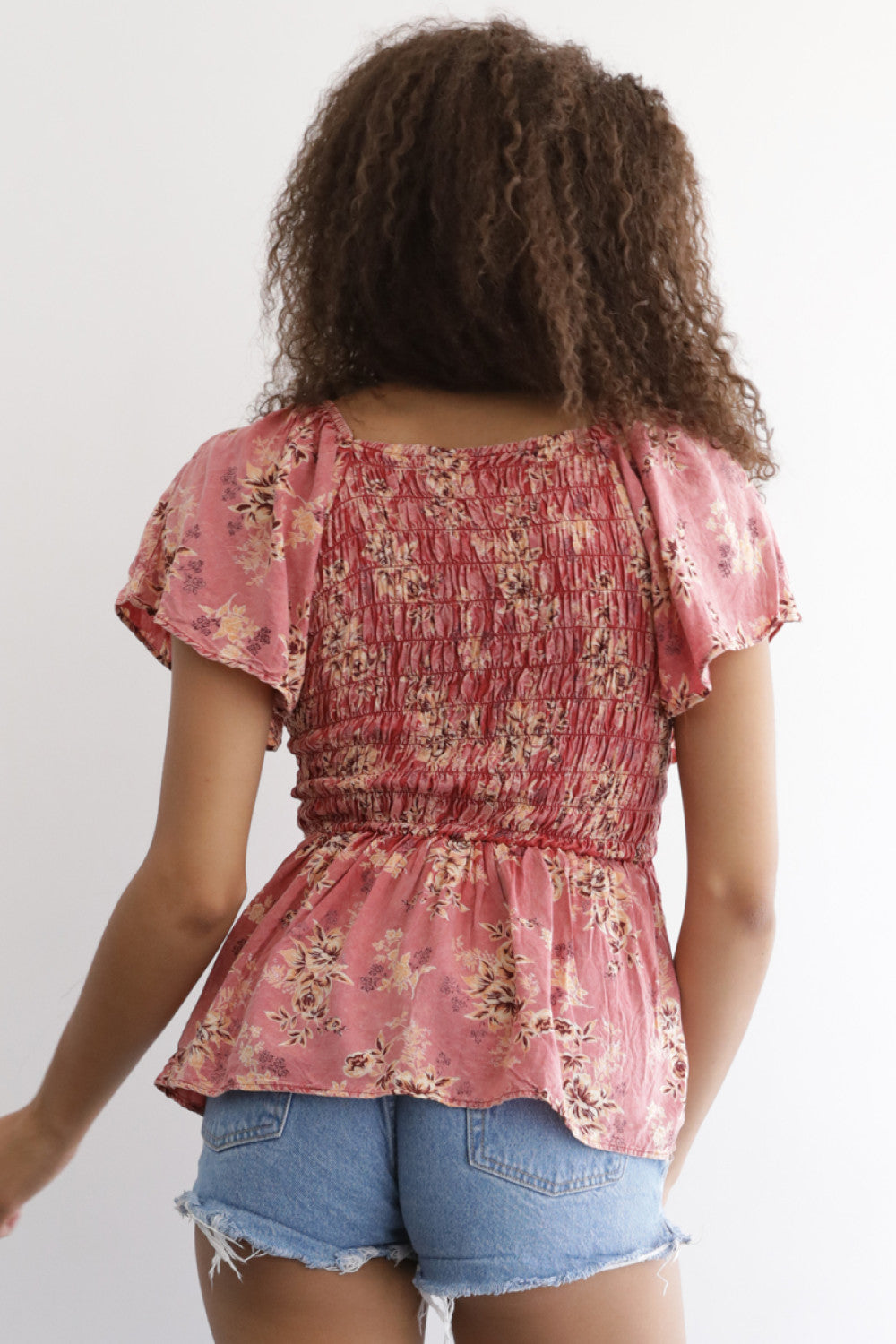 Flutter Sleeve Acid Wash Schiffly Top