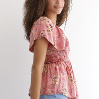 Flutter Sleeve Acid Wash Schiffly Top