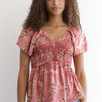 Flutter Sleeve Acid Wash Schiffly Top