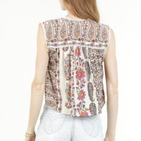 V-Neck Printed Tank With Trim