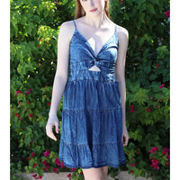 Twist Front Spaghetti Strap Keyhole Dress