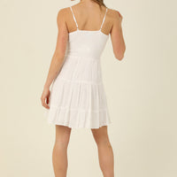 White Twist Front Keyhole Eyelet Dress