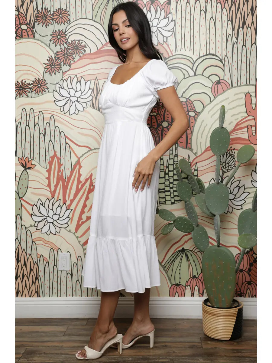 Puff Sleeve Midi Dress
