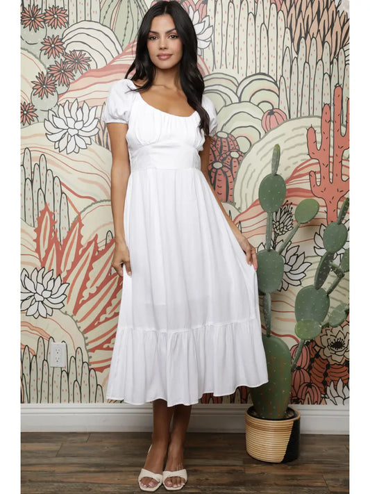 Puff Sleeve Midi Dress