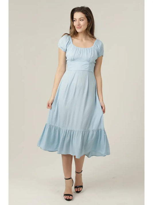 Puff Sleeve Midi Dress