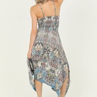 Blue Floral Twist Front Dress