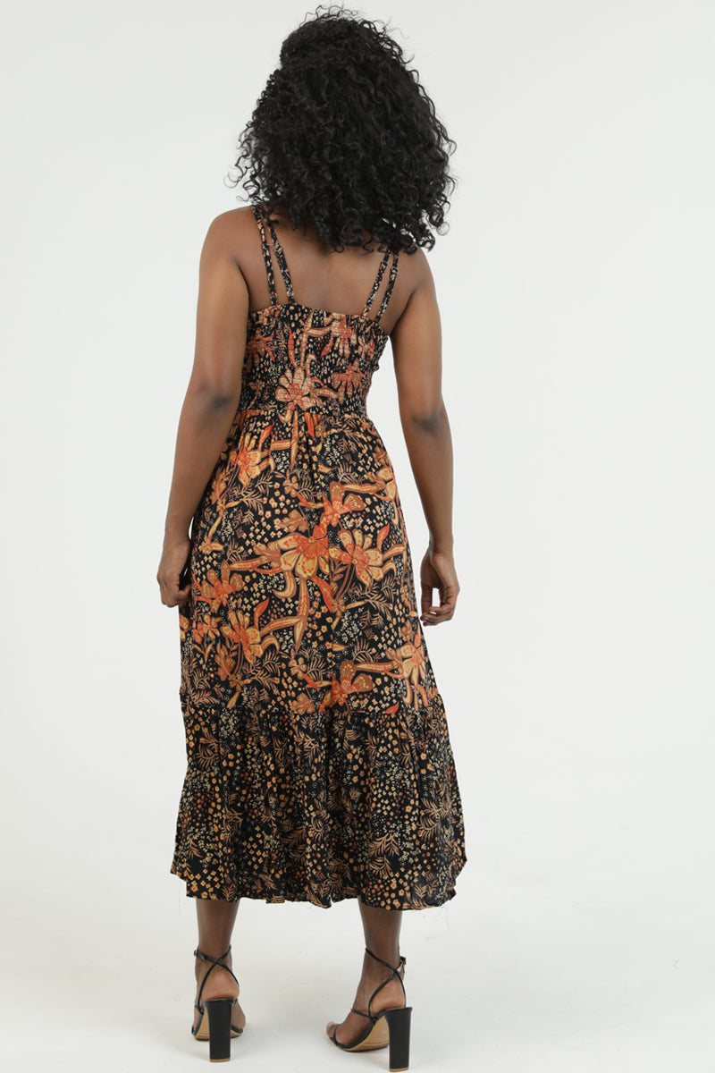 Lace Trim Bust Double Spaghetti Strap Maxi Dress