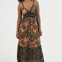 Lace Trim Bust Double Spaghetti Strap Maxi Dress