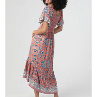 V Neck Twist Front Cut Out Side Slit Hi Lo Maxi Dress