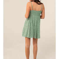 Spag Strap Ditsy Print Sundress with Tie Bust