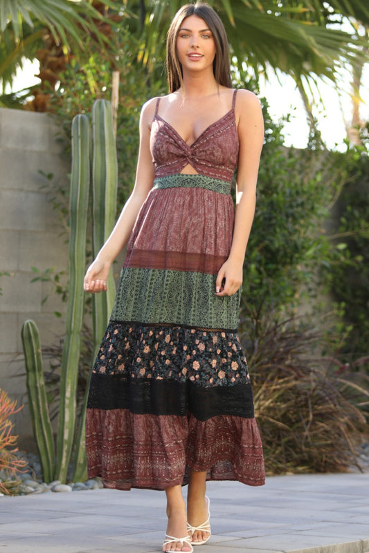 Twist Front Spaghetti Strap Maxi Dress