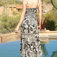Black/White Spaghetti Strap V-Neck Maxi Dress