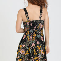 Black Twist Front Tiered Dress