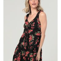 Floral Print V Neck Tank Dress