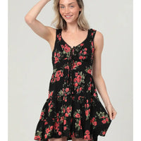 Floral Print V Neck Tank Dress