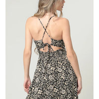 Adjustable Strappy Back V Neck Printed Dress