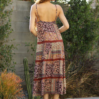 Espresso V Neck Maxi Dress With Spaghetti Straps