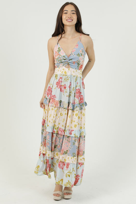 Trist Front Maxi Dress With Ruffle
