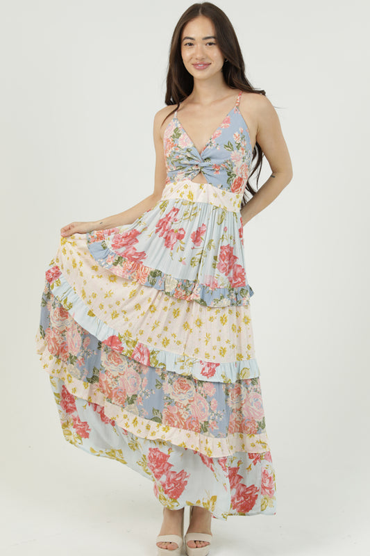 Twist Front Maxi Dress With Ruffle