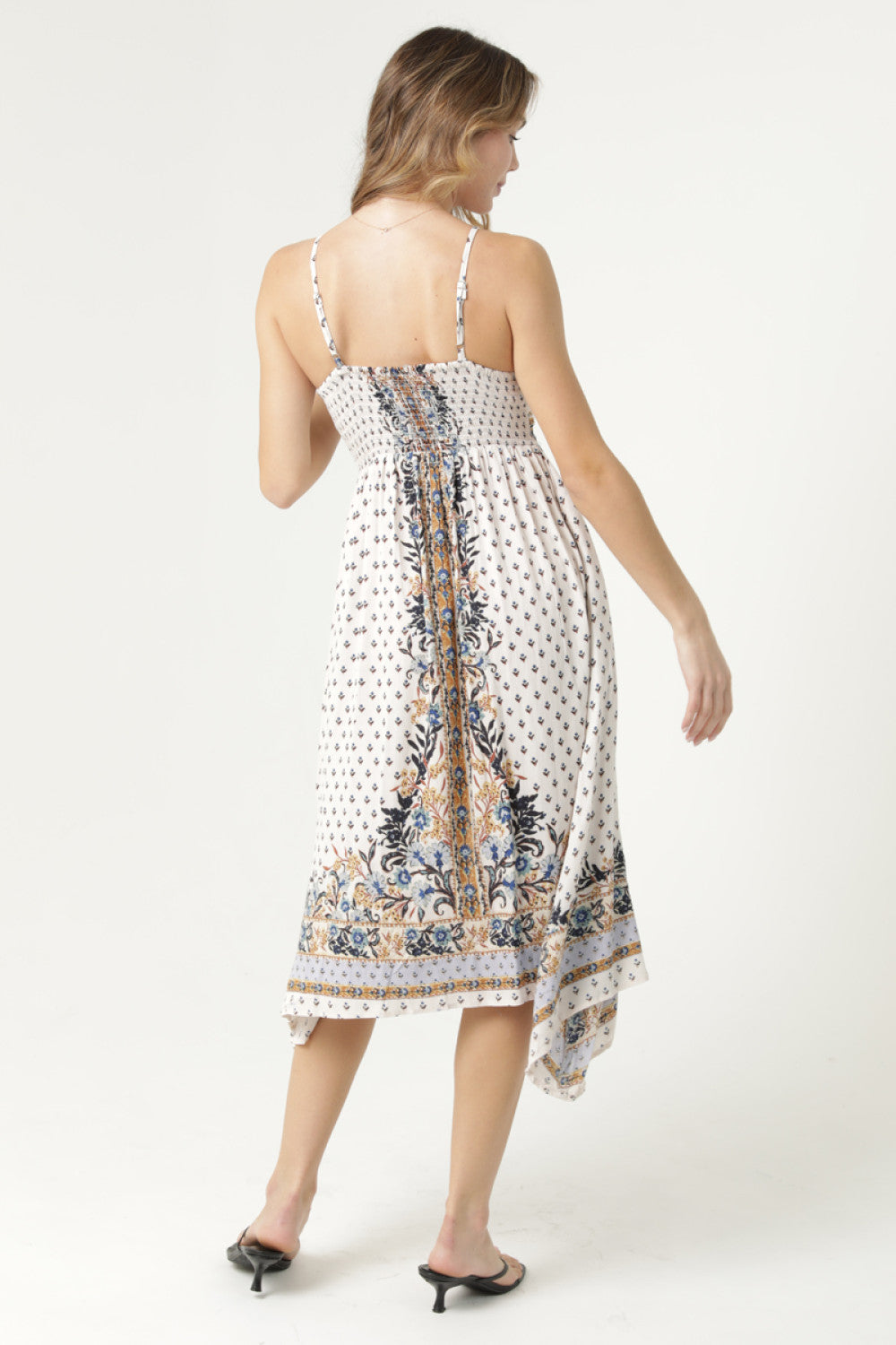 Twist Front Midi Dress With Spaghetti Straps