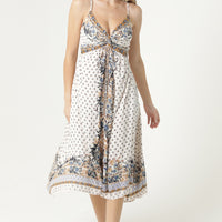 Twist Front Midi Dress With Spaghetti Straps
