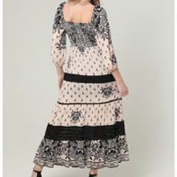 Bone Smocked Bust Maxi Dress With Tiers