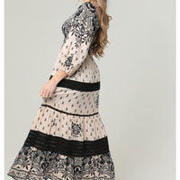 Bone Smocked Bust Maxi Dress With Tiers