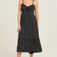 Black V Neck Maxi Dress W ith Side Leg Slit