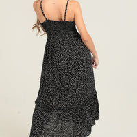 Black V Neck Maxi Dress W ith Side Leg Slit