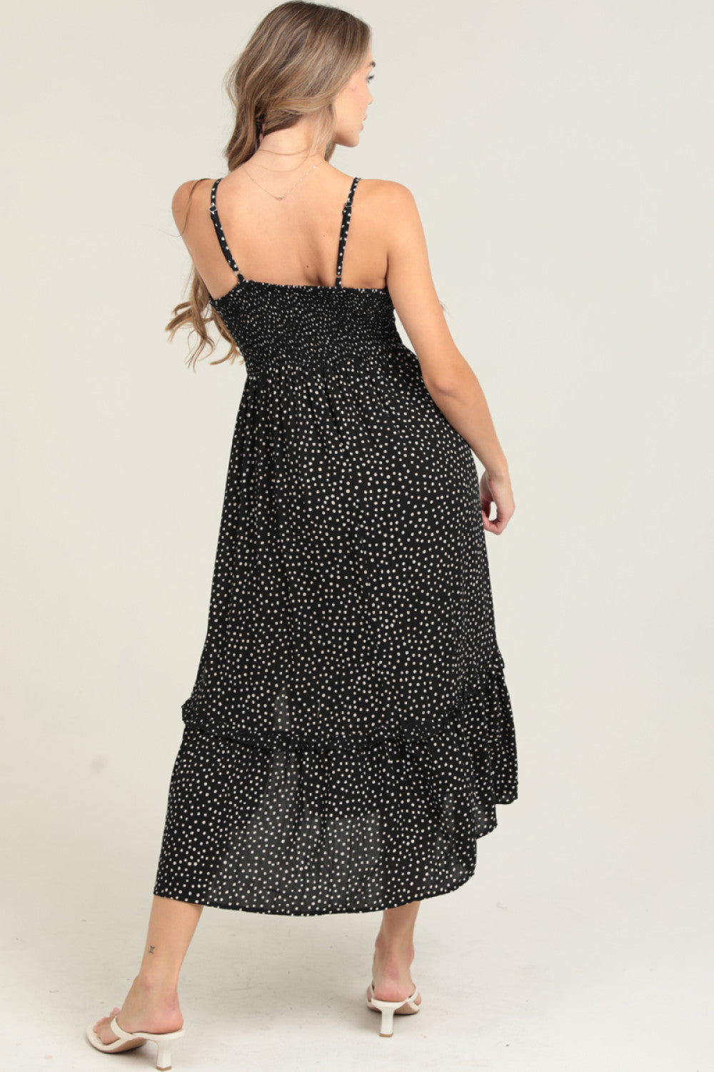 Black V Neck Maxi Dress W ith Side Leg Slit