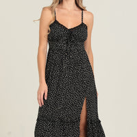 Black V Neck Maxi Dress W ith Side Leg Slit