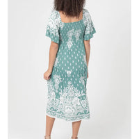 Twist Front Ruffle Sleeves Midi Dress